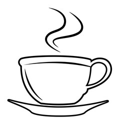 Hot drink cup with steam outline style vector design