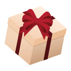 Colorful isolated Christmas gift with ribbon