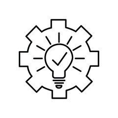 A working idea. Implemented innovation. Vector linear illustration icon isolated on white background.