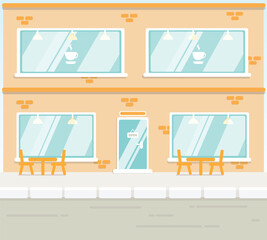 Vector colorful flat residential coffee shop, illustration, flat design
