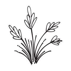 Grass icon illustration, hand drawn in sketch, brush style design and background element