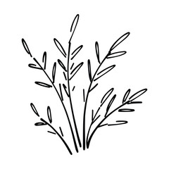 Grass icon illustration, hand drawn in sketch, brush style design and background element