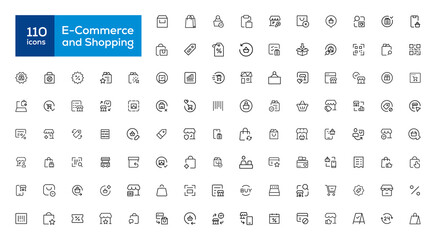 Big Set of Shopping icons. E-commerce icon collection. Online shopping thin line icons