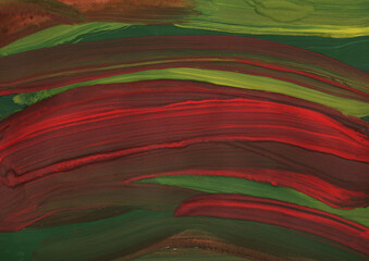 Blue, red, green Abstract art background with. Water and grass. Modern painting seascape. Color fashionable design. Fashionable print, poster for interior. Design element for packaging cosmetics, spa.