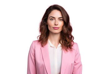 Fototapeta premium Attractive brunette woman, studio portrait, smiling in camera, attractive smile, isolated on a transparent background