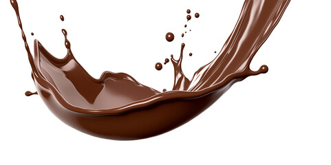 Chocolate splash isolated on transparent background, png. splash of brownish hot coffee or chocolate