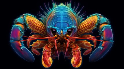 A psychedelic portrait of a Lobster.Generative AI