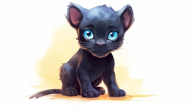 a sketch of a painted cute little black panther in the.Generative AI