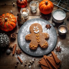 Pumpkin-shaped gingerbread decorated with jimmies