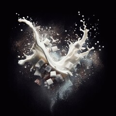 Obraz na płótnie Canvas sugar and granulated sugar in water splash