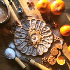 Sun-shaped gingerbread decorated with Persimmon