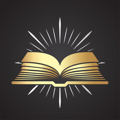 golden book with silver light logo