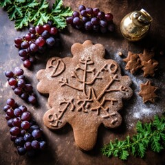 Grapes-shaped gingerbread decorated with Pine Tree