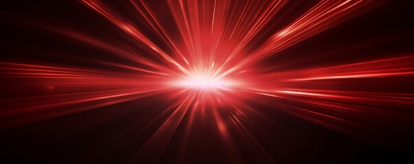 Abstract background with diffused tracks of bright red and white rays against dark blurred surface