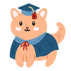 Cute animal wearing graduation cap