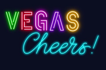 Vegas cheers neon light effect party illustration design.
