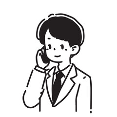 business man in  speaking on phone. Person calling to mobile. Vector illustration in cartoon style