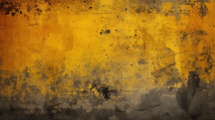 Abstract background of shabby concrete wall texture with dark yellow and weathered pieces.