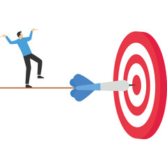 Concept of seeing the future of business. Businessman with telescope standing on growth arrow chart looking to future, success, opportunity, business vision concept
