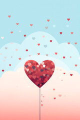 Valentine's Day card. Colorful heart, minimalistic illustration