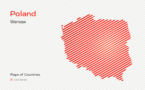 Fototapeta Poland Map with a capital of Warsaw Shown in a Line Pattern 