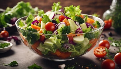 Vegetable salad in a bowl with flying ingredients-topaz.jpeg, Vegetable salad in a bowl with flying ingredients, mayonnaise, olive oil-topaz.jpeg, Vegetable salad in a bowl