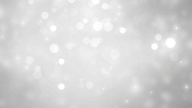 empty abstract white bokeh light christmas background with sparkling stars, template for december holiday season, happy new year backdrop
