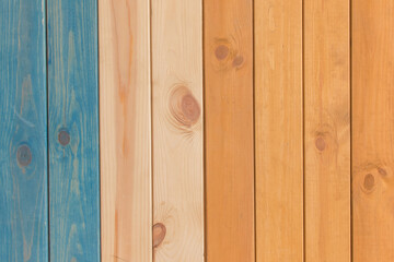Wooden Vertical Lines Stripes Planks Surface Three 3 Colors Orange Light Blue Paint Texture Background