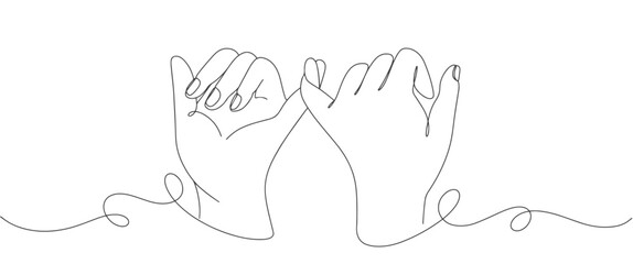 Pinky promise finger line art style vector illustration
