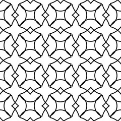 Fototapeta premium Embroidery motif. Ethnic wallpaper. Mosaic image. Seamless surface pattern design. Linear ornament. Digital paper. Page fills. Web designing. Textile print. Vector.