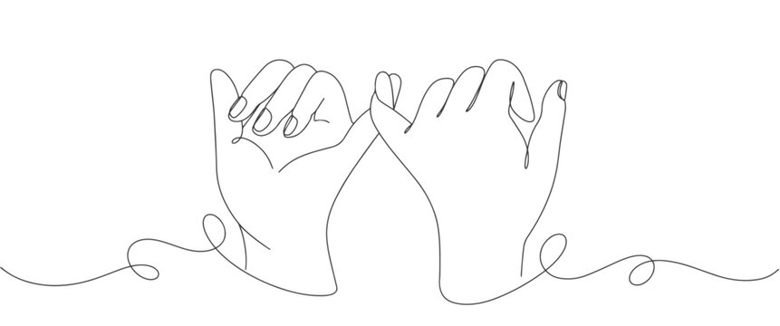 Pinky promise finger line art style vector illustration