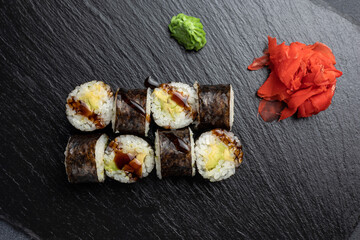 Japanese cuisine. Delicious maki rolls
