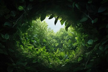 A picture of a hole in the middle of a lush green forest. This image can be used to depict mystery, hidden places, or the beauty of nature.