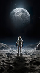 astronaut in front of a planet standing in a surface. Generative Ai