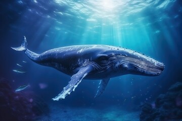 World ocean day. Whales day. Concept of protecting flora from pollution