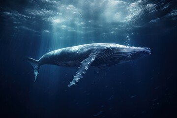 Fototapeta premium World ocean day. Whales day. Concept of protecting flora from pollution