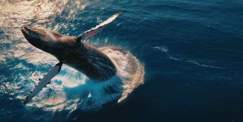 World ocean day. Whales day. Concept of protecting flora from pollution