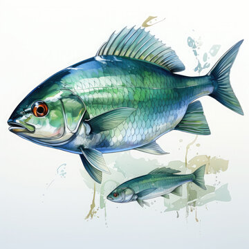 recommend clip art: Watercolor X-ray Tetra Clipart illustration Generative Ai