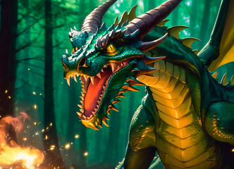 Green Dragon in the forest