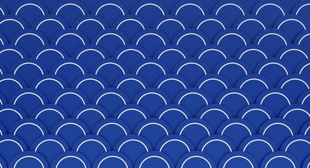 Blue and white circle background for display as wallpaper at a Chinese trade show or New Year exhibition. 3D illustration.