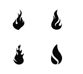 Set of Fire Flame Simple vector icons in abstract style on white background. Fire vector collection in flat style. Vector Illustration.