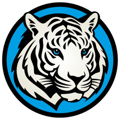 Vector illustration of a white tiger in a circle, white tiger mascot style logo