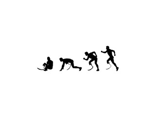 Set of Paralympics athlete Silhouette in various poses isolated on white background