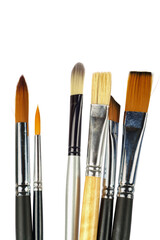 Fototapeta premium Various professional paint brushes isolated on white background