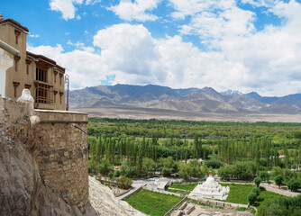 Panoramic view surrounding Shey Monastery, the ancient palace and shrine located 15 km. to the east...