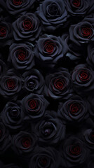 Black roses background. Beautiful flowers for valentine's day. Colorful background.