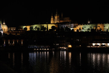 Fototapeta na wymiar Night view of the small town of Prague