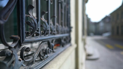 Historical Harmony - Vintage Window Guard with Fractal Ornamentation in Classical Edifice, Patterns...