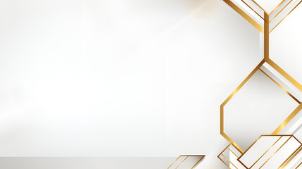 Explore the Beauty of Abstract White and Gold with 3D Hexagon Wallpapers.AI Generative 
