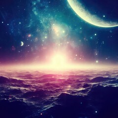 Fototapeta na wymiar space art, incredibly beautiful science fiction wallpaper. endless universe.galaxy night panoramic 
